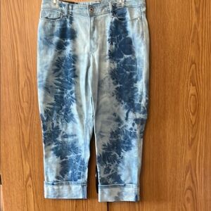 J Jill Blue Tie-Dye Cropped Jeans